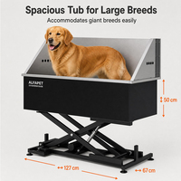 Baignoire pour chien en acier inoxydable ALFAPET AP-911C, baignoire de toilettage pour animaux de compagnie, baignoire pour chien avec élévation électrique réglable en hauteur pour salon