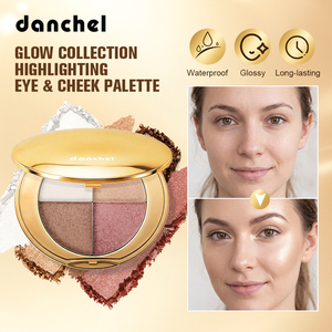 Palette de fards à paupières 4-en-1 en gros, hautement pigmentée, marque privée, avec paillettes, bronzants, illuminateurs, blush végétalien personnalisé, mignon et waterproof - Product Image 1