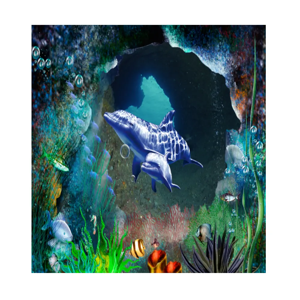 High Quality Blue Ocean Fish Wallpaper Rolls for Room Decor Underwater World self-adhesive Wallpaper Mural Design