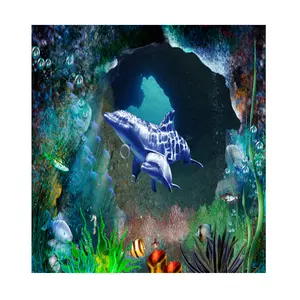 部屋の装飾のための高品質の青い海の魚の壁紙ロール水中世界粘着壁紙壁画デザイン