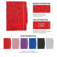Glitzerndes Rotes Notizbuch mit Gummiband & Stift, A5 Hardcover Anpassbares Notizbuch für Individuelles Branding