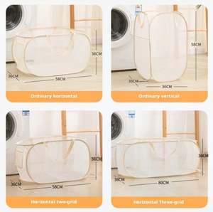 Panier à linge pliable en maille avec un design peu encombrant pour la maison, le dortoir, les voyages et le rangement - Product Image 5