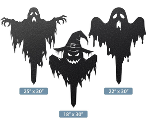 Hiện đại màu xanh lá cây đáng sợ thiết lập của 3 sắt hình Thành Kỳ nghỉ ngoài trời Vườn <span class=keywords><strong>Snowman</strong></span> sân Stakes bột tráng handmade - Product Image 2