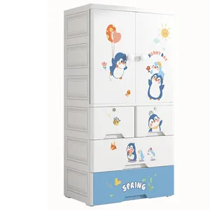 Conception de dessin animé vêtements organisateur chambre salon armoire de rangement multifonctionnelle armoire en plastique