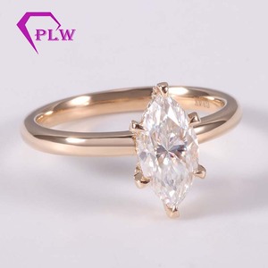 Anillo de oro amarillo de 14 quilates Anillo de diamantes Moissanite Anillo de compromiso de oro macizo de <span class=keywords><strong>1</strong></span>.5 quilates Marquesa - Product Image 3
