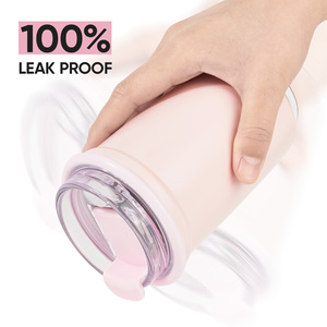 Gobelet à café isotherme à double paroi, 2-en-1, avec couvercle rabattable anti-fuite et paille amovible, en acier inoxydable 18/8, mug de voyage - Product Image 4