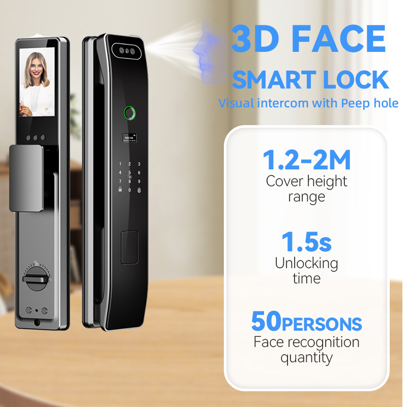 Creative Smart Door Lock Fingerprint Cat Eye Remote Video Digital Door Lock Card Unlock 3d Face Tuya Smart Door Lock with Camera · image 3