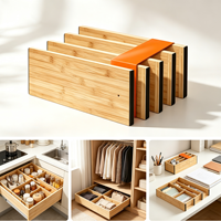 Lot de 4 séparateurs de tiroirs extensibles en bambou, organiseurs de tiroirs, inserts de tiroirs pour cuisine, commode de chambre et salle de bain