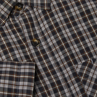 Kemeja Pria Lengan Pendek Motif Kotak-kotak Kustom OEM, Kemeja Kancing Vintage Berbahan Woven, Kemeja Santai Longgar dengan Saku Dada, Streetwear