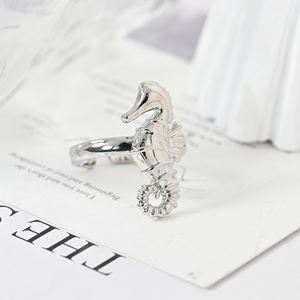 Anillo de <span class=keywords><strong>Caballito</strong></span> de Mar Chapado en Oro de 18K para Mujer, Anillo de Dedo con Diseño 3D de Animal, Bague De Hippocampe, Anillo De <span class=keywords><strong>Caballito</strong></span> De Mar, Joyería de Playa - Product Image 6