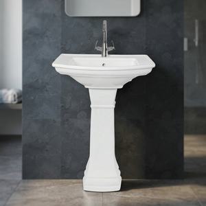 One Piece Bathroom White Color Pedestal Sink Basin Ceramic Stand Cylinder Pedestal Wash Basins - Product Image 6