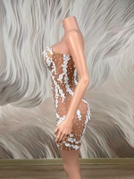 Robe mini moulante à découpes et strass pour femme, sexy, pour soirée en boîte de nuit, danse, scène, été, nouveauté