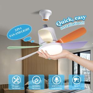 Ventilador de Techo LED con Luz, Cabezal Móvil, Regulación Inteligente, Bombilla E27, Decoración del Hogar, Rotación de 360°, Control Remoto, Ventilador de Techo Moderno - Product Image 3