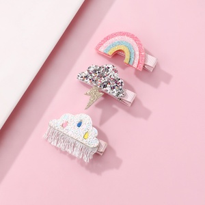 Venta caliente diseño creativo dulce Arco Iris relámpago nube bebé lado Clip Horquillas para el cabello lindo conjunto de pinzas para el cabello para niños - Product Image 2