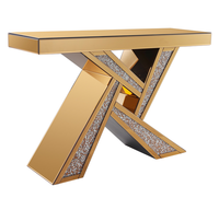 Table console de luxe contemporaine en verre effet diamant broyé, forme géométrique, pour maison, hôtel, villa