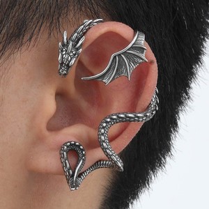 Boucles <span class=keywords><strong>d</strong></span>'oreilles Dragon Volant Rétro Punk Gothique pour Hommes et Femmes, Bijoux de Style Exagéré - Product Image 2