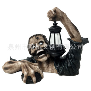 Linterna de Resina con Forma de Zombie, Funciona con Pilas, Decoración de Halloween, Adorno de Escritorio para Interiores, Figura Artesanal - Product Image 4