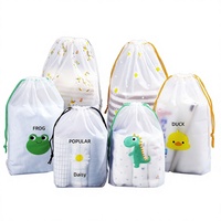 Sacs de rangement pour chaussures en plastique PE mat, fabriqués en usine, avec cordon de serrage, motif dessin animé, modèle 004, vente en gros Yiwu, LOGO personnalisé