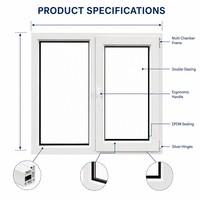 Ventanas de PVC de Color Personalizado para Casa, Ventana Abatible Multicámara, Aislamiento Térmico, Larga Vida Útil