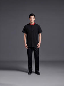 Venta caliente estilo chino impresión verano manga corta Catering Hotel Chef ropa de trabajo cocina trabajo Chef uniforme para hombres - Product Image 4