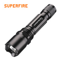 Lampe torche tactique SUPERFIRE C2 en alliage d'aluminium ultra-lumineuse 290LM rechargeable étanche avec charge Type-C portée de 180m