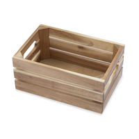 Broodmand van acaciahout met handvatten, antiek gewassen, massief houten fruitmand, ruime rechthoekige dienblad, houten broodmand
