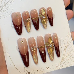 Handmade Premium Press On Nails Polka <b>Dot</b> French Cat Eye 3D Carved False Nail Tips For Fashion Manicure Party Wholesale - Product Image 1