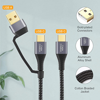 Câble de charge rapide USB-A vers USB-C PD 60W 3A 2-en-1 CableCreation avec gaine en nylon tressé pour ordinateur
