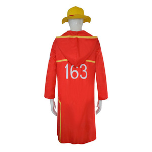 Disfraz de One Piece Luffy Egghead Island, traje rojo con capucha, sombrero y guantes para adultos, juego de rol - Product Image 4