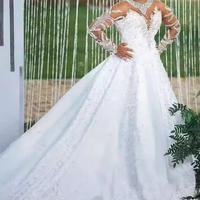 2024 mode baguettes Appliques 3D fleur grande taille personnaliser à manches longues col haut robe de bal robe de mariée robes de mariée africaines