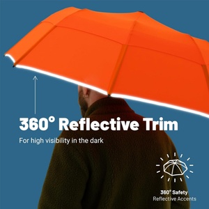 Parapluie portable grand format à armature en fer, manuel, pliable en trois sections, double pliage, fermeture automatique, 8 baleines en fibre de verre, pour couples, protection pluie et soleil, séchage rapide - Product Image 3