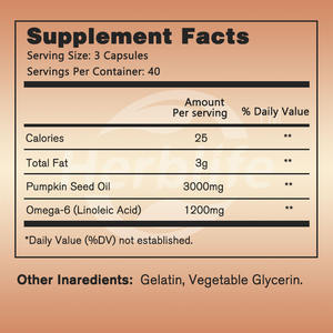 Venta al por Mayor OEM - Personalizable - Aceite de Semillas de Calabaza - 3000 mg - 120 Cápsulas Blandas - Suplemento Dietético Prensado en Frío - Product Image 2