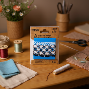 Cinghie in pizzo ILAN 4,5 cm x 0,5 m bianche e nere per decorazioni artigianali - Product Image 2