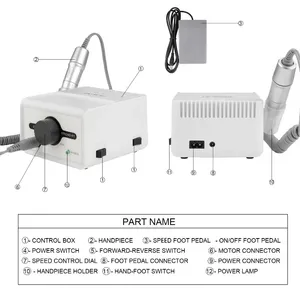 Machine à manucure professionnelle Strong 211 65W, perceuse à ongles et outil de pédicure avec pièce à main 35000 tr/min, fraise 120II, équipement de lime à ongles - Product Image 4