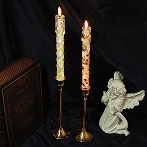 <span class=keywords><strong>Bougie</strong></span> <span class=keywords><strong>LED</strong></span> conique personnalisée avec fleurs séchées, lot de 2, finition cristal, design botanique coloré, sans flamme, joli cadeau avec télécommande - Product Image 3