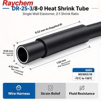 Tube thermorétractable Raychem DR-25-3/8-0 simple, résistant à l'huile, au carburant et aux liquides hydrauliques M23053/16 pour faisceau de câblage automobile