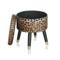 Tabouret de rangement rond en motif léopard, support pour coiffeuse, nouveau design ins,