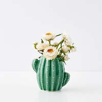 Vase en céramique antique peint à la main vase cactus vert vases en céramique beige pour la décoration intérieure