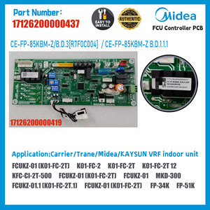แผงควบคุมพัดลมคอยล์ยูนิต Midea รุ่น 17126200000437 17126200000419 แผงวงจรหลัก FCU อะไหล่เครื่องปรับอากาศ HVAC - Product Image 2