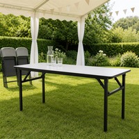 Table pliante rectangulaire avec structure métallique, table de banquet pliable pour hôtel, restaurant, mariage, événement, fête