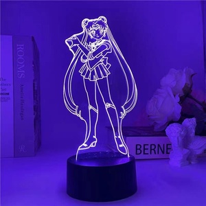 Lámpara de luz nocturna 3D de ilusión 3D, foto personalizada, personajes de Sailor Moon para decoración de dormitorio de niña - Product Image 6