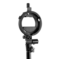 Braket Flash Mount Tipe S yang Dapat Disesuaikan dengan Lubang Payung untuk Kamera Speedlight Snoot Softbox Beauty Dish Pencahayaan Studio