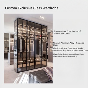 מטבח ריהוט אלומיניום מסגרת ארון צד סיני עם דלת זכוכית מחוסמת חלון זכוכית מחוסמת ארון עם הוביל מנורה - Product Image 6