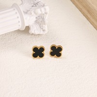 Pendientes Geométricos de Trébol de Cuatro Hojas para Mujer, Acero Inoxidable de Alta Gama, Chapado en Oro de 18k, Estilo Lujoso y Ligero