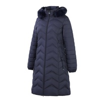 Manteau d'hiver personnalisable Boying pour femme, coupe longue et ajustée, respirant, avec fermeture éclair, en polyester et coton, col et capuche amovibles