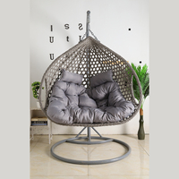 Mobilier d'intérieur et d'extérieur personnalisé pour salon, balcon, jardin, chaises suspendues en rotin tissé, chaises à œuf pour double patio avec balançoire et support