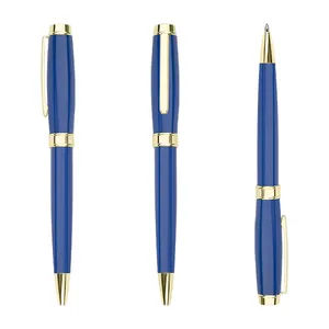 Customized Logo Luxury Metal Craved Executive Writing Pen Ballpoint Pen Blue Red Craved Design Gift Pens