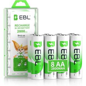 For EBL Precharged Ni-MH <b>AA</b> Rechargeable <b>Batteries</b> Pack of 8 2800mAh High Capacity with 1.2V Nominal Voltage Metal Housing - Product Image 2