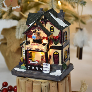 Décorations de Noël en résine, style rétro européen, micro-paysage lumineux, petite maison musicale, pour la maison et le bureau, directement de l'usine - Product Image 2