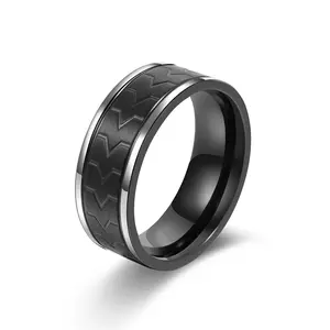 Classico PVD nero acciaio inox Hip Hop gioielli islamico moda ampia forma ECG acciaio pollice anelli per gli uomini